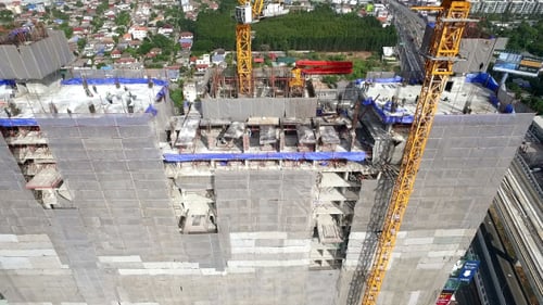 Aerial View High Rise Building Construction 03