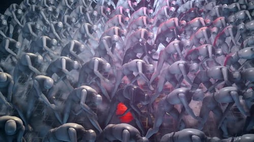 Humanoid Robots With Artificial Intelligence Comes Together And Dances In Techno Party Hip Hop V3