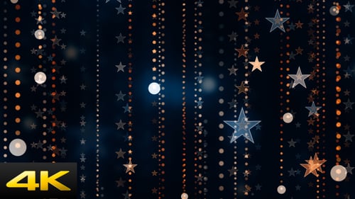 Festive Falling Stars and Bokeh Particles Animated Background Loop
