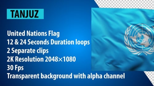 Waving United Nations Flag Loop with Alpha Channel