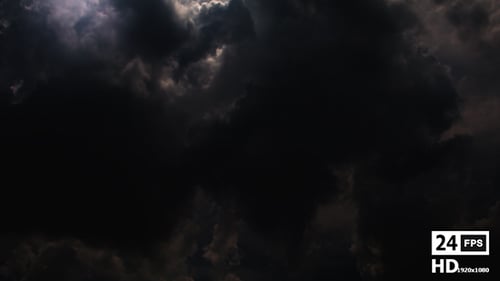 Dramatic Dark Storm Clouds with Flashing Lightning Time-lapse