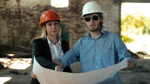 Architect Builder Engineer Builder Of Ruined Building Looking Girl Work Plan For The Construction