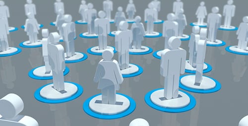 3D Animated Network of People Icons Representing Social Connections