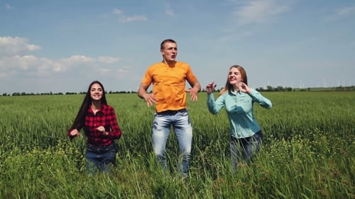 Friends Jumping Together.