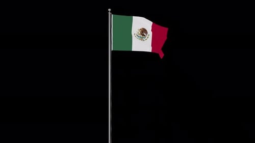 Realistic Mexican Flag Waving on Alpha Channel Loop