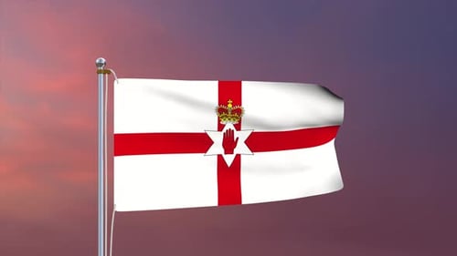 Northern Ireland Flag Waving Animation on Pole