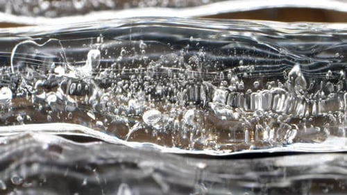 Large Transparent Piece of Ice with Frozen Bubbles Patterns