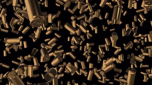 Falling Golden Bullet Casings Loop on Black