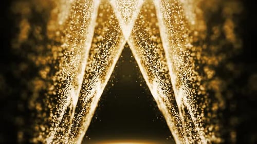 Abstract Golden Shimmering Particles Tunnel Loop Background