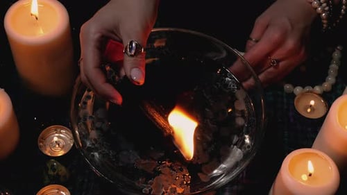 Mystic ritual with candle