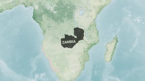 Global Map Zoom into Zambia Country Highlight