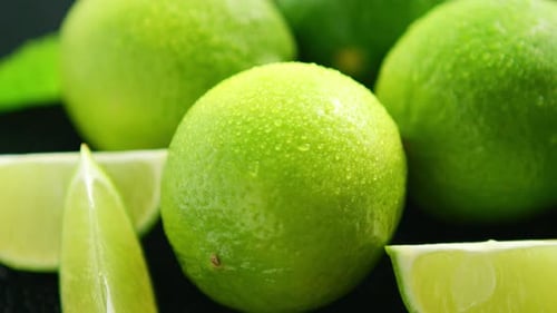 Bright Limes with Water Drops