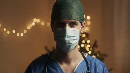Doctor With Christmas Background