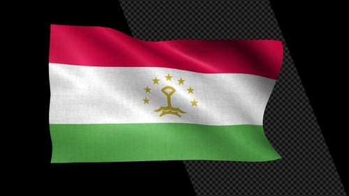 Realistic Waving Tajikistan Flag Animation Loop