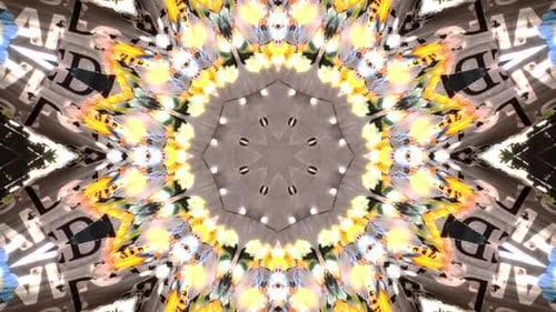 Abstract Collage Kaleidoscope with Textual Patterns