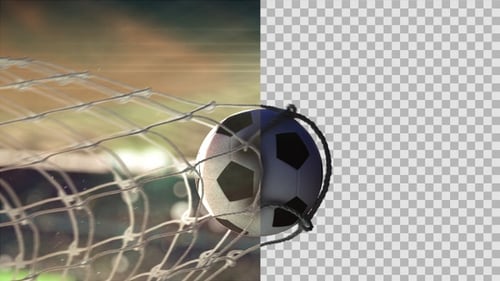 3D Soccer Ball Scoring Goal Animation With Alpha Channel