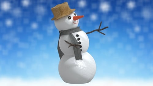 Cartoon Snow Man Point Out