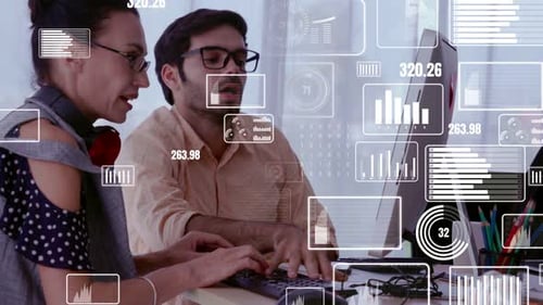 Team Working with Data in Modern Office