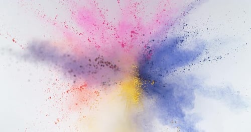 Buntes Pulver explodiert in Superzeitlupe. Aufgenommen mit Phantom Flex 4K Hochgeschwindigkeitsk