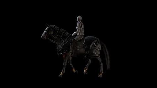 Armored Knight Riding Horse Animated Loop with Alpha Channel