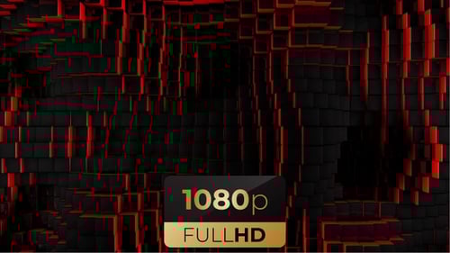 Waving Abstract Red Glowing Cubes Background Loop