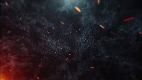 Dramatic Fiery Smoke and Ember Particles Reveal Background