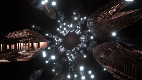 Vol en boucle transparente de tunnel de science-fiction abstrait. Graphiques animés futuristes, fond de haute technologie