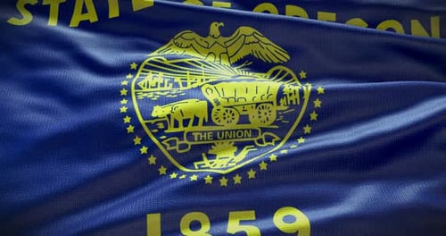 Oregon state flag waving background