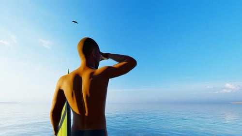 Meerblick und Strandsurfer