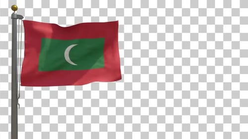 Realistic Maldives Flag Waving on Transparent Background
