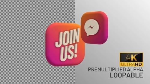 Animated 3D Join Us Call to Action and Social Media Icon