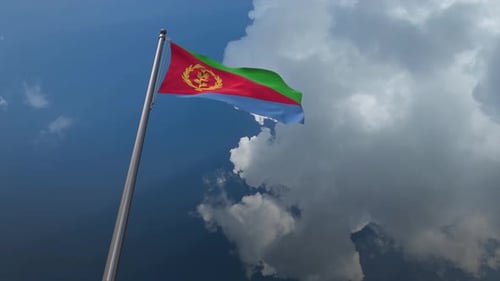 Eritrea Flag Waving in Realistic Sky Animation
