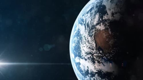 Realistic Rotating Earth with Lens Flare