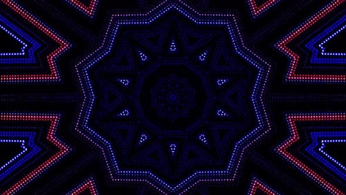 Digital LED Light Kaleidoscope Pattern Background