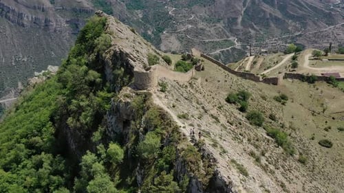 Mountain Landscape and Old Ruined Tower
