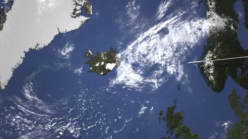 Plane Arriving To Reykjavik Iceland From East