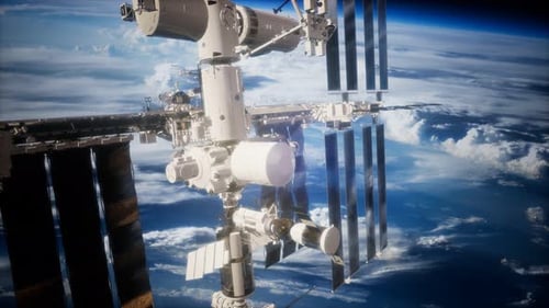 Internationale Raumstation im Weltraum über dem Planeten Erde