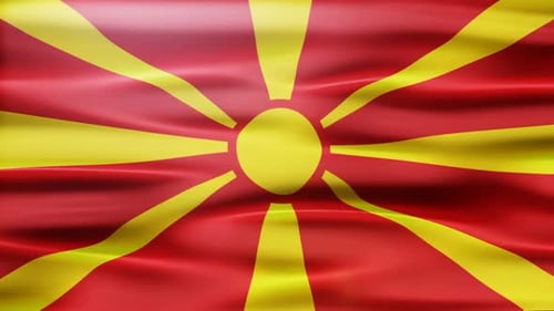 Animated Realistic Waving Flag of North Macedonia