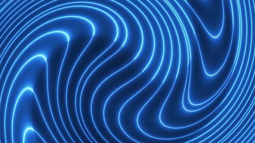 Abstract Blue Neon Wavy Lines Looping Background