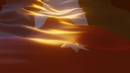 Realistic Waving Flag with Golden Light and Soft Shadows