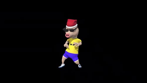 Cartoon Kid Pig Dance 10