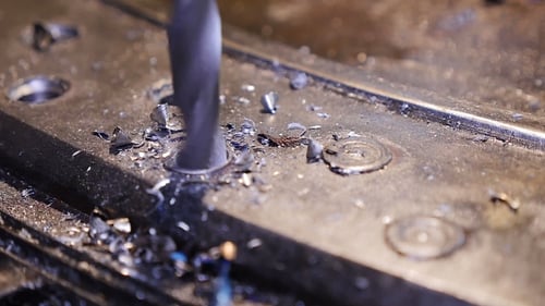 Metal Drilling In Metal Workshop On Spare Part Rotor Turbine
