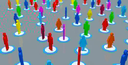 Diverse 3D People Icons Animated on a Grid