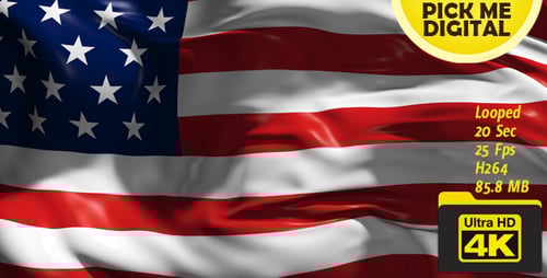 Realistic Waving American Flag Seamless Loop Motion Background