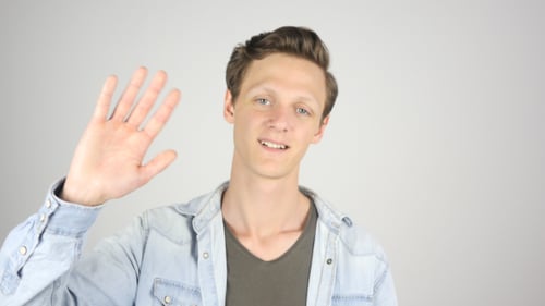 Hallo sagen, Geste von Young Man