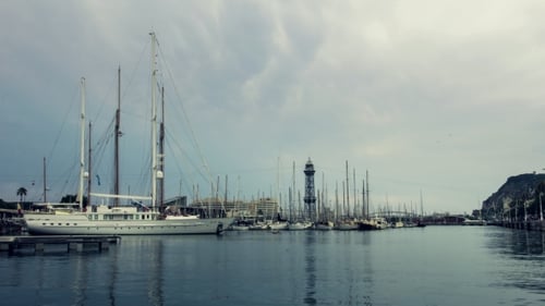 Sailboats In Yacht Marina Under Clouds Sky