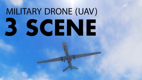 Realistic Drone Flying Through Clouds in Blue Sky Animation