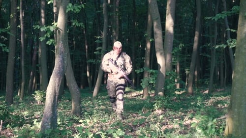 Strong Military Goes In The Forest With Automaton And Looks Back