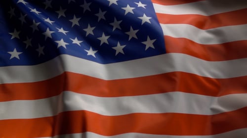 American Flag Waving Gently in the Dark