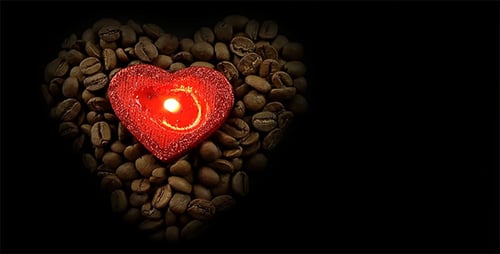 Candle and Coffee Beans Shaped as Heart